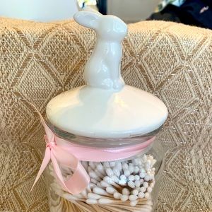 Easter bunny topper container with cotton swabs